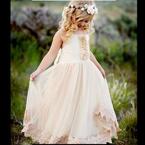 Think Pink Bows Champagne Francesca Lace Trim Whimsy Dress Size 8